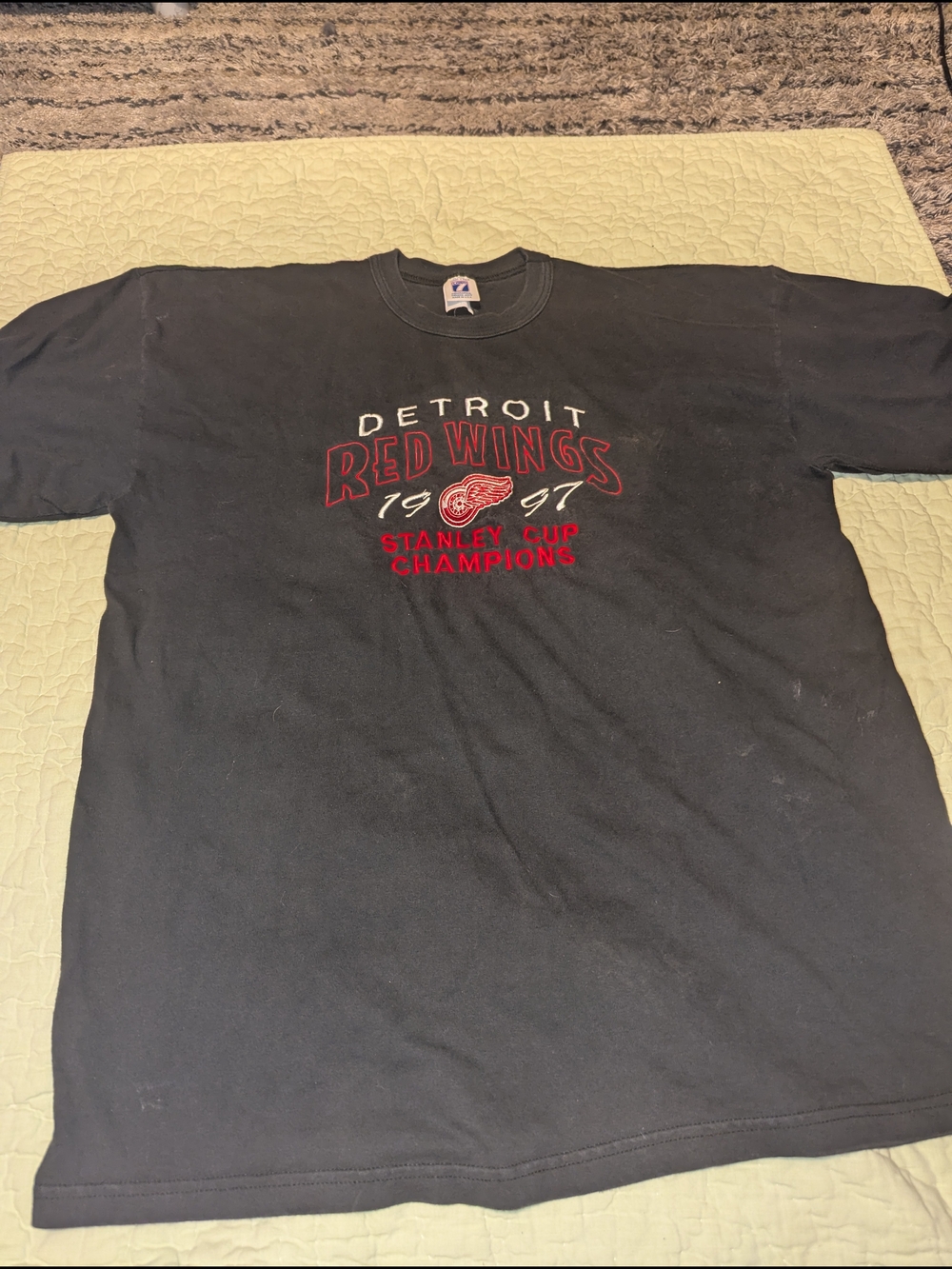 LOGO 7 Black Detroit Red Wings Stanley Cup Tee